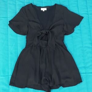 Pink Lily Black Romper